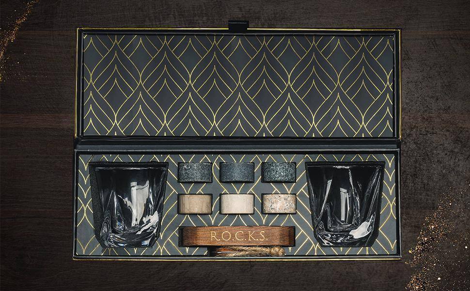 🥃 Coffret Dégustation Whisky — Verres Torsadés & Pierres à Whisky