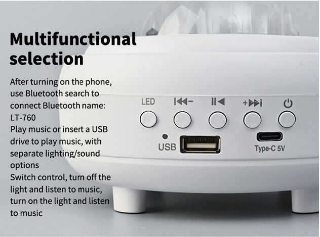 🌙 Projecteur Galaxie & Lune 3D — Veilleuse Cosmique avec Enceinte Bluetooth
