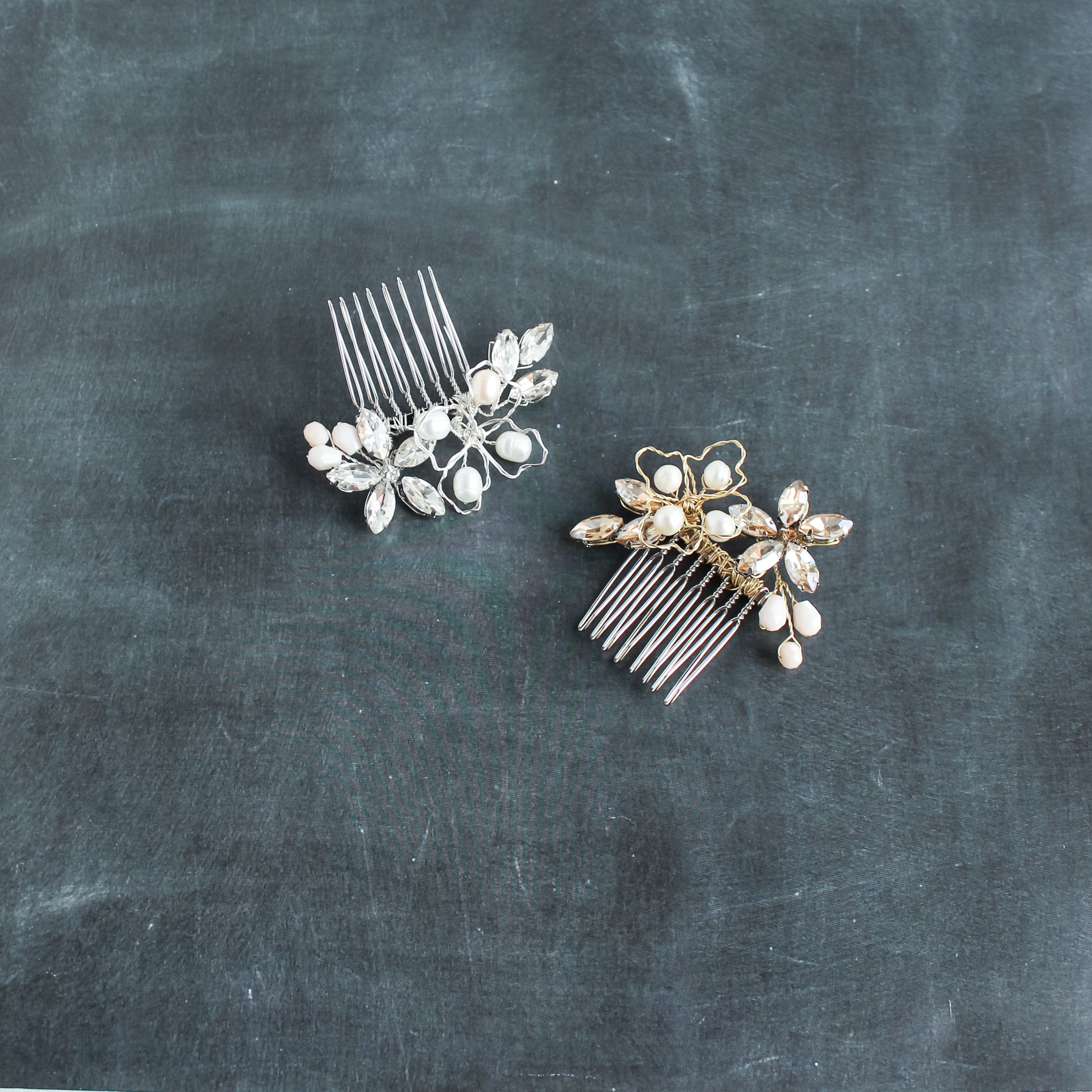 ✨ Peigne de Mariée à Cristaux & Perles — Élégance Bohème
