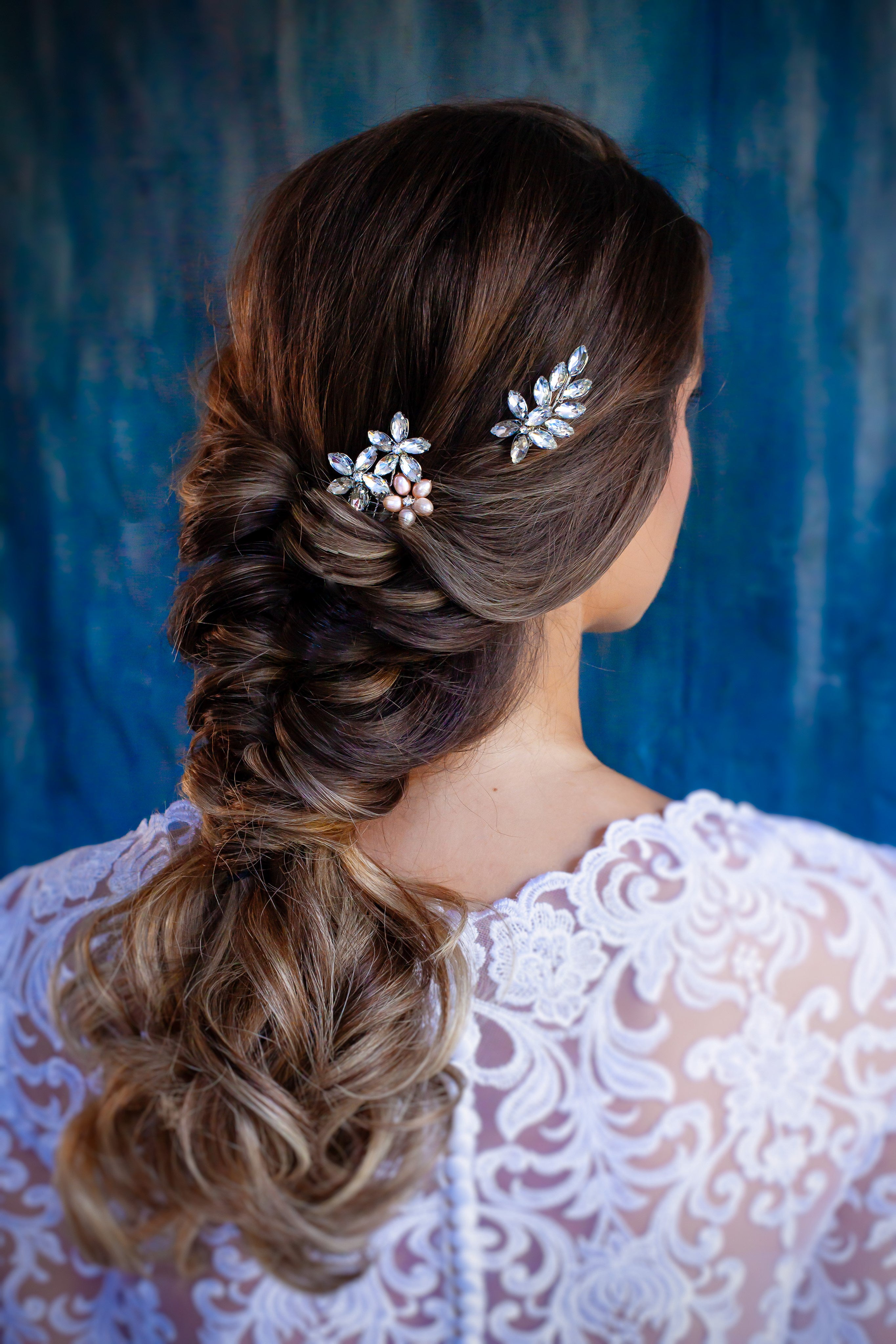 🌸 Parure de Mariée Daisy — Peigne + Épingles à Cristaux