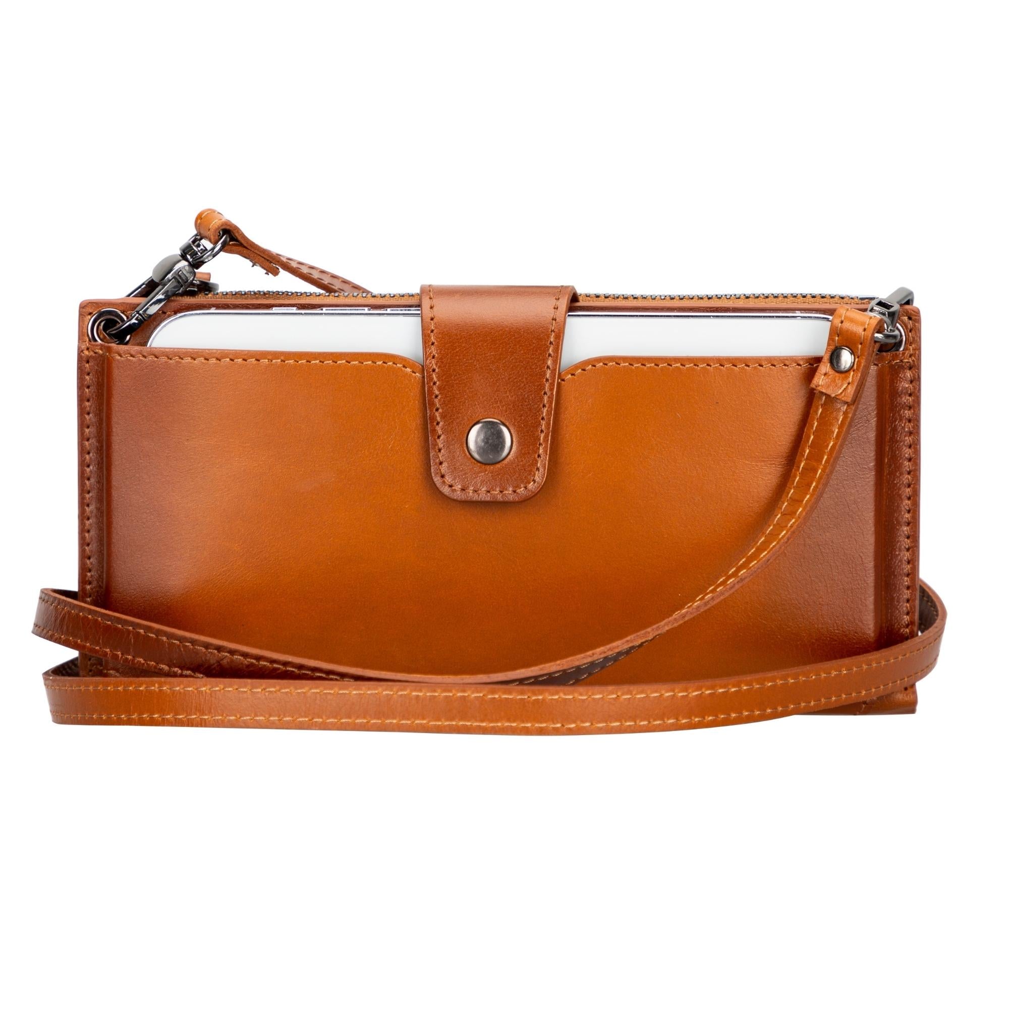 👛 Portefeuille-Bandoulière Femme en Cuir Véritable — 12 Cartes & Poche Téléphone
