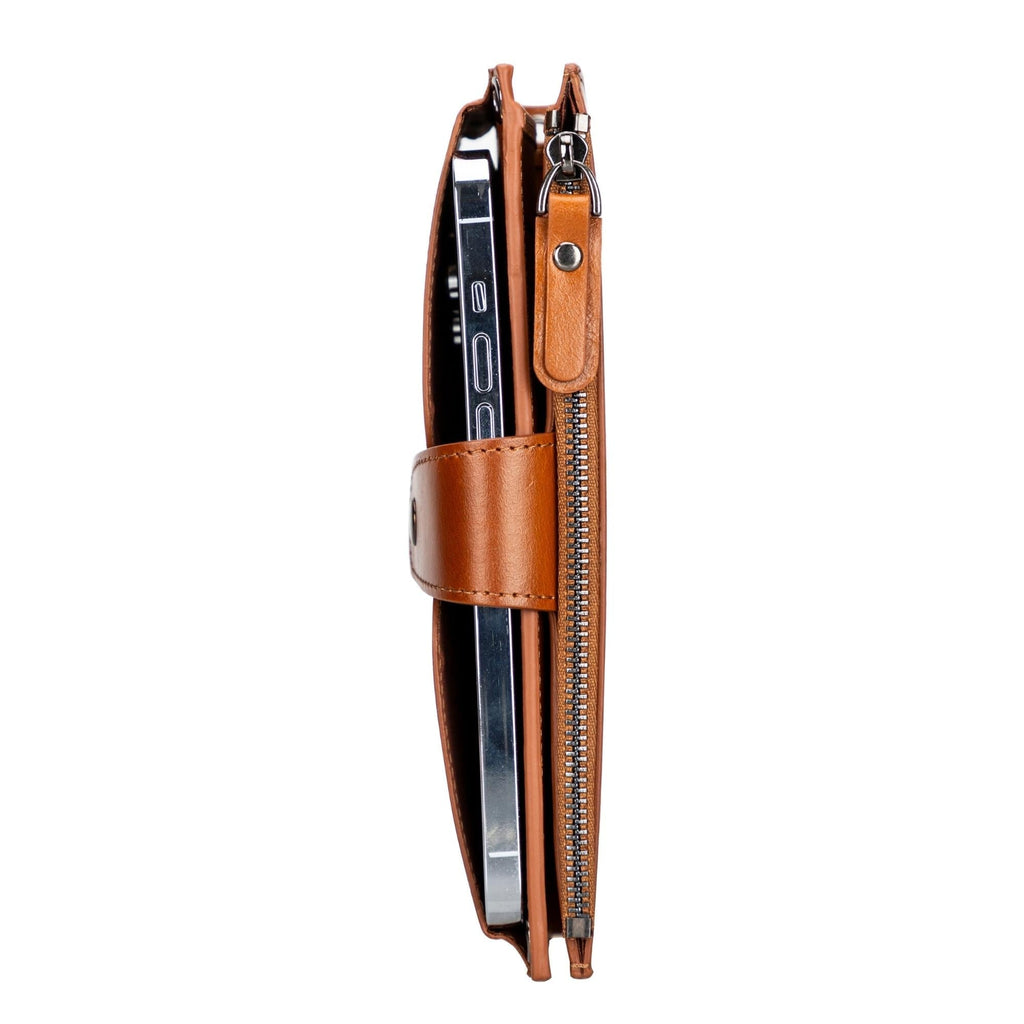 👛 Portefeuille-Bandoulière Femme en Cuir Véritable — 12 Cartes & Poche Téléphone